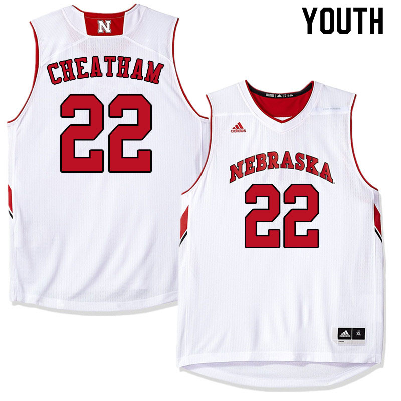 Youth #22 Haanif Cheatham Nebraska Cornhuskers College Basketball Jerseys Sale-White - Click Image to Close